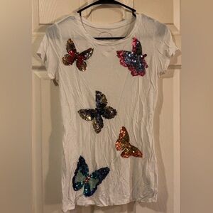 Inc women’s small butterfly embroidered t shirt